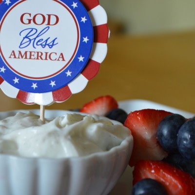 Something a little patriotic…Fruit Kabobs with Cheesecake Dip