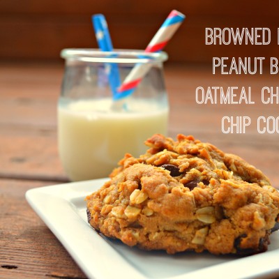 Browned Butter Peanut Butter Oatmeal Chocolate Chip Cookies
